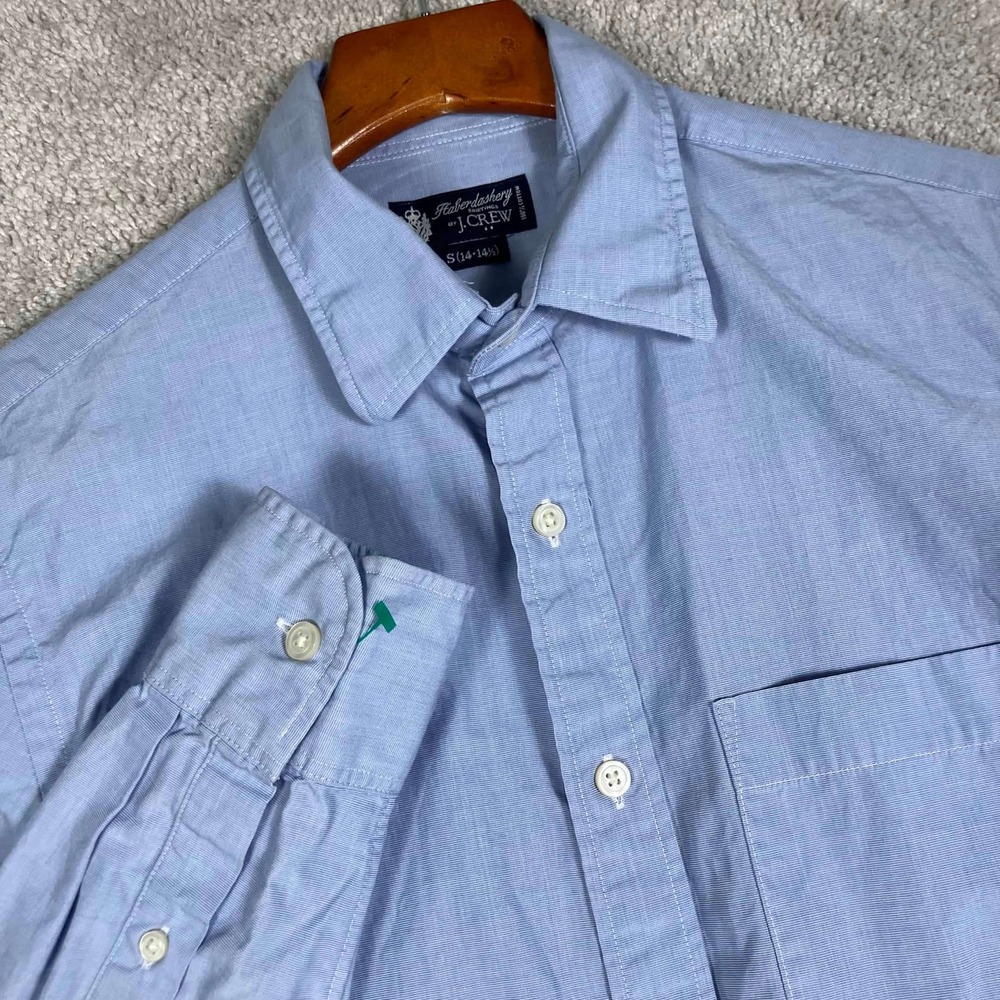 J.Crew Dress Shirt Mens Small Blue Haberdashery Slim Fit Cotton 15211